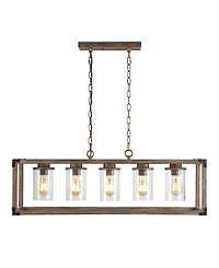 Jonathan Y Zeniba 5-Light Linear Adjustable Rustic Farmhouse Led Pendant