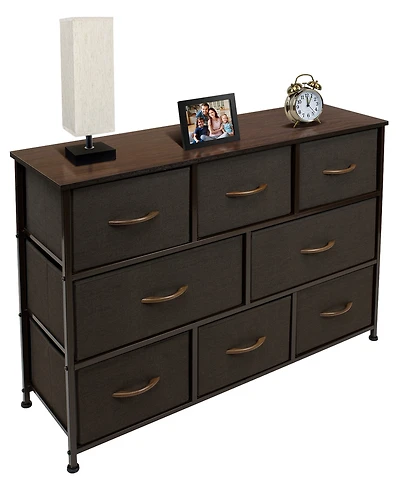 Sorbus 8 Drawers Wide Dresser - Organizer Unit with Steel Frame Wood Top and handle