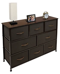 Sorbus 8 Drawers Wide Dresser - Organizer Unit with Steel Frame Wood Top and handle