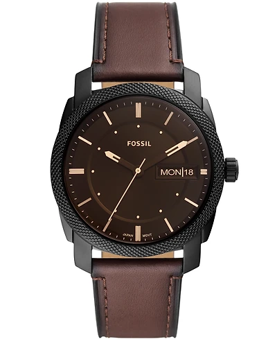 Fossil Men's Machine Brown Leather Strap Watch 42mm