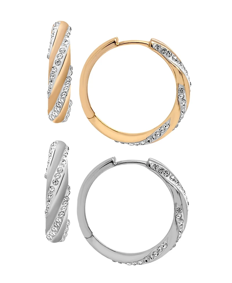 And Now This Crystal Swirl Hinged Hoop Duo Earrings