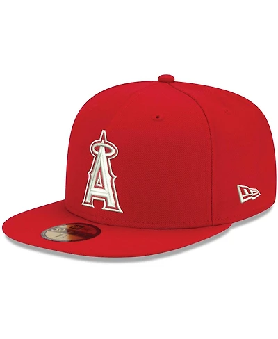 Men's New Era Red Los Angeles Angels Logo White 59FIFTY Fitted Hat