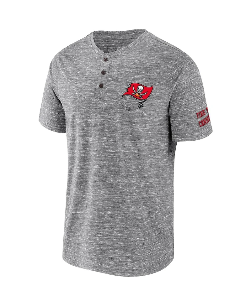 Men's Nfl x Darius Rucker Collection by Fanatics Heather Gray Tampa Bay Buccaneers Slub Henley T-shirt