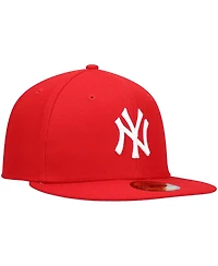 Men's New Era Red York Yankees Logo White 59FIFTY Fitted Hat