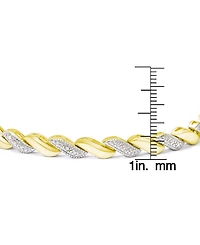 Diamond Accent San Marco Link Bolo Adjustable Bracelet Silver Plate, Gold Plate or Rose