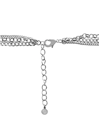 Silver Plated Layered Oval Chain Necklace 15.25", 17.5" and 19.5" + 2" extender