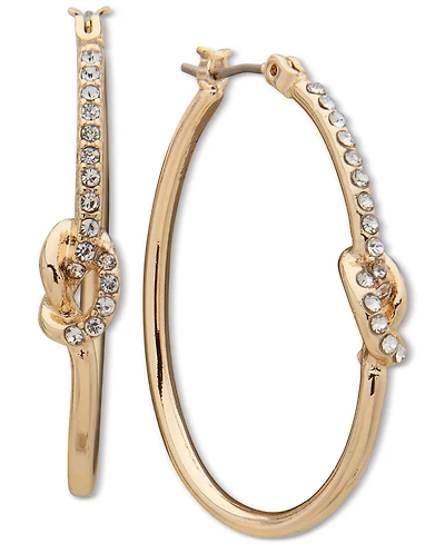 Anne Klein Gold-Tone Medium Pave Knot Hoop Earrings, 1.35"