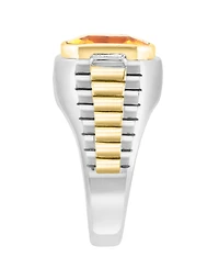 Effy Men's Citrine (5-1/10 ct. t.w.) & White Topaz (1/10 Ring Sterling Silver 14k Gold-Plated