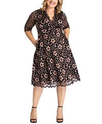 Kiyonna Plus Mon Cherie Floral Lace Cocktail Dress