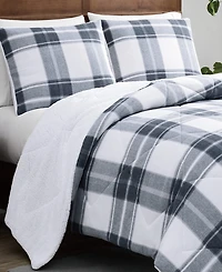 Cannon Cozy Teddy Plaid 3 Piece Comforter Set, Full/Queen
