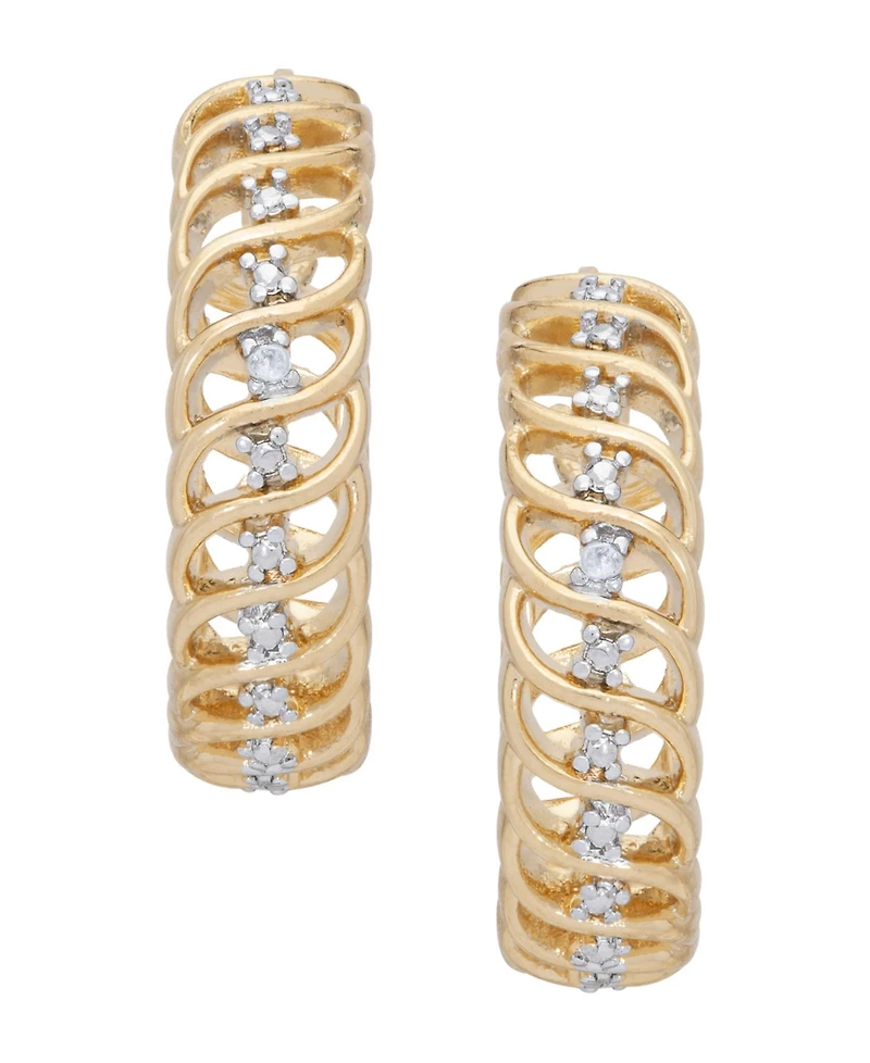 Diamond Accent Swirl Hoop Earrings