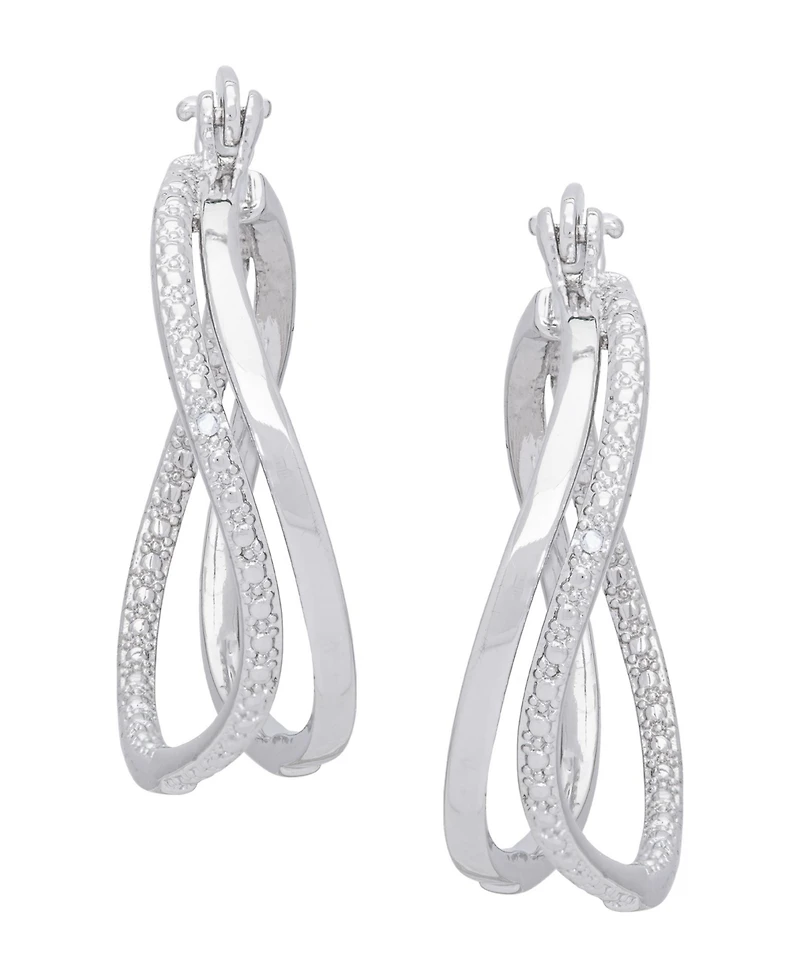 Diamond Accent Swirl Hoop Earrings