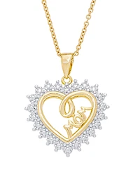 Macy's Women's Diamond Accent 'Mom' Heart Pendant Necklace