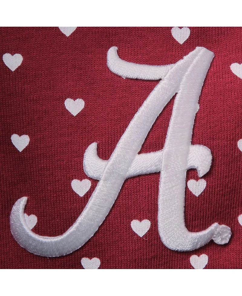 Girls Newborn and Infant Crimson Alabama Crimson Tide Hearts Bodysuit and Headband Set