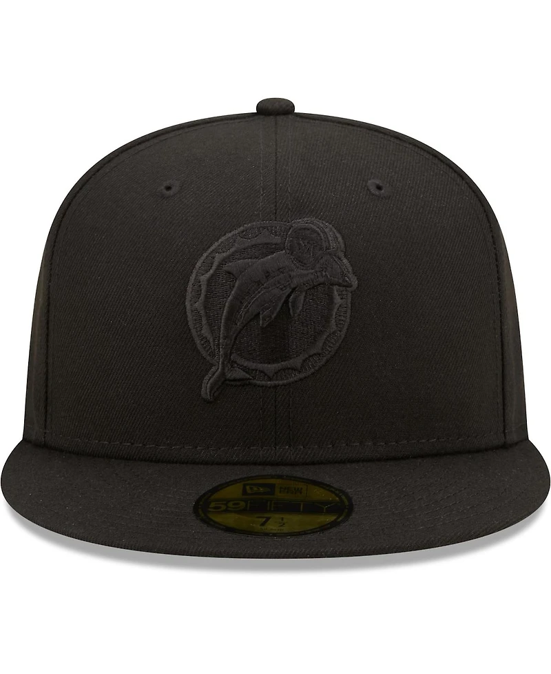 Men's New Era Miami Dolphins Black on Alternate Logo 59FIFTY Fitted Hat