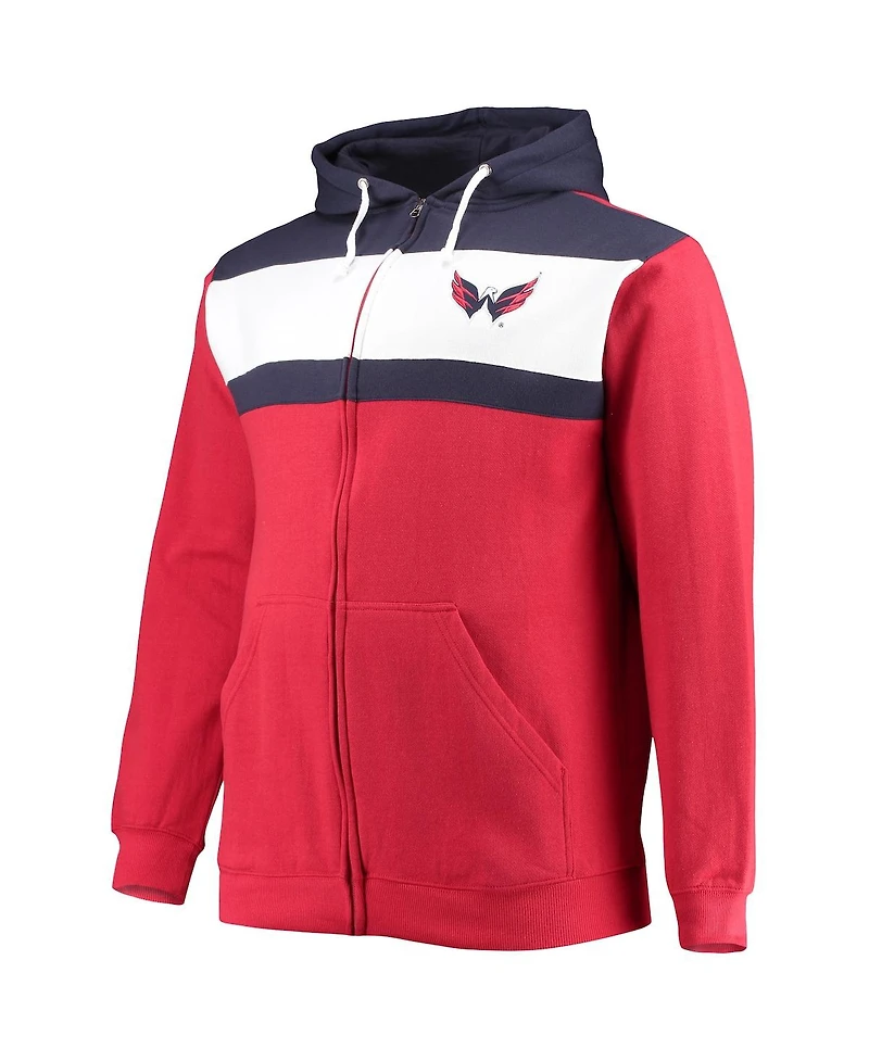 Men's Profile Alexander Ovechkin Red Washington Capitals Big and Tall Colorblock Full-Zip Hoodie