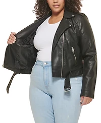 Levi's Plus Faux Leather Belted Motorcycle Jacket