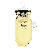 Hudson Baby Girls Sleeveless Bodysuit and Headband Set, Soft Pink Roses