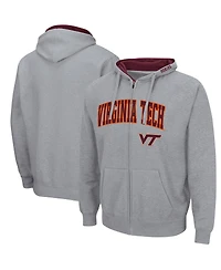 Men's Colosseum Heathered Gray Virginia Tech Hokies Arch Logo 3.0 Full-Zip Hoodie