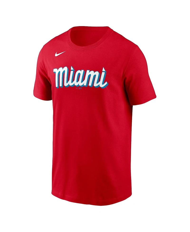 Men's Nike Jazz Chisholm Red Miami Marlins City Connect Name and Number T-shirt