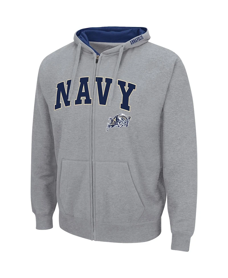 Colosseum Men's Navy Midshipmen Arch Logo 3.0 Full-Zip Hoodie