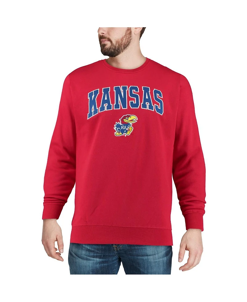 Colosseum Men's Kansas Jayhawks Arch & Logo Crew Neck Sweatshirt