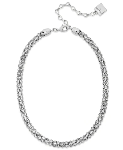 Anne Klein Silver-Tone Pave Accent Tubular Collar Necklace