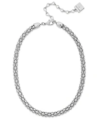 Anne Klein Silver-Tone Pave Accent Tubular Collar Necklace
