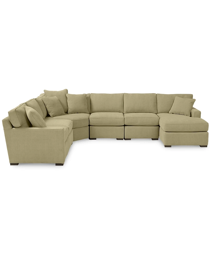 Radley Fabric 6-Piece Chaise Sectional with Wedge, Created for Macy's