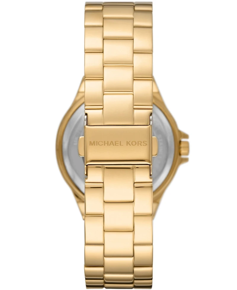 Michael Kors Women's Lennox Three Hand Gold-Tone Stainless Steel Bracelet Watch 37mm