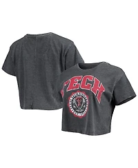 Women's Pressbox Black Texas Tech Red Raiders Edith Vintage-Like Burnout Crop T-shirt
