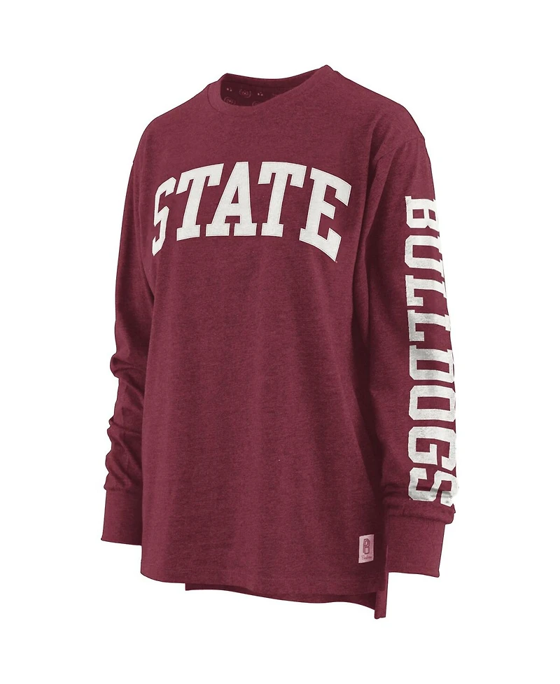 Women's Pressbox Maroon Mississippi State Bulldogs Two-Hit Canyon Long Sleeve T-shirt