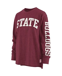 Women's Pressbox Maroon Mississippi State Bulldogs Two-Hit Canyon Long Sleeve T-shirt