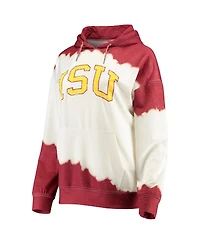 Women's Gameday Couture White, Cardinal Iowa State Cyclones For The Fun Double Dip-Dyed Pullover Hoodie