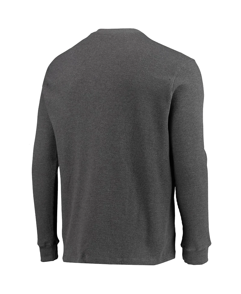 Men's Dunbrooke Heathered Gray Chicago Bears Logo Maverick Thermal Henley Long Sleeve T-shirt