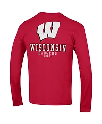 Men's Champion Red Wisconsin Badgers Team Stack Long Sleeve T-shirt