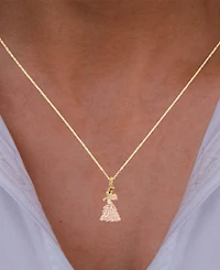 Enamel Flamenco Dancer 18" Pendant Necklace in 14k Gold
