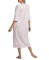Miss Elaine Long Zipper Embroidered Seersucker Robe