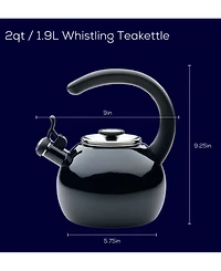 Circulon Enamel on Steel 2-Qt. Whistling Teakettle with Flip-Up Spout