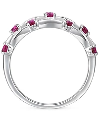 Lab-Grown Sapphire (7/8 ct. t.w.) & Lab-Grown White Sapphire (5/8 ct. t.w.) Multirow Ring in Sterling Silver (Also in Lab-Grown Emerald & Lab-Grown Ru