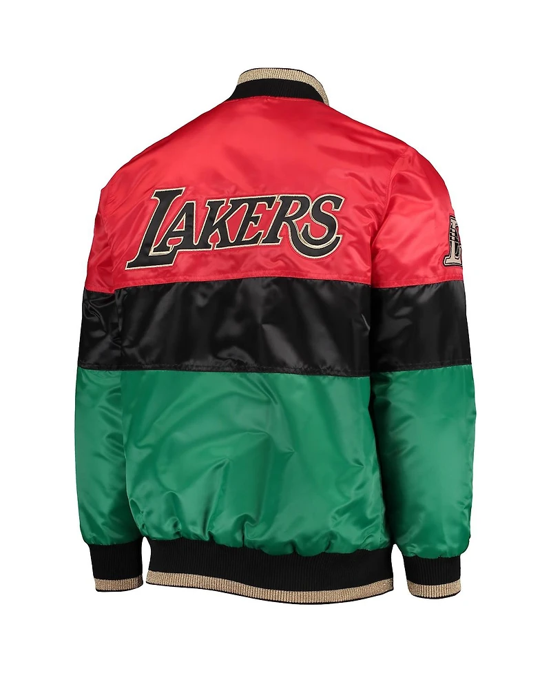 Men's Starter Red and Black Green Los Angeles Lakers History Month Nba 75th Anniversary Full-Zip Jacket