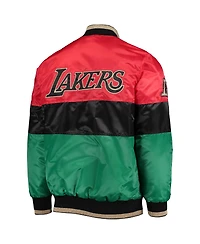 Men's Starter Red and Black Green Los Angeles Lakers History Month Nba 75th Anniversary Full-Zip Jacket