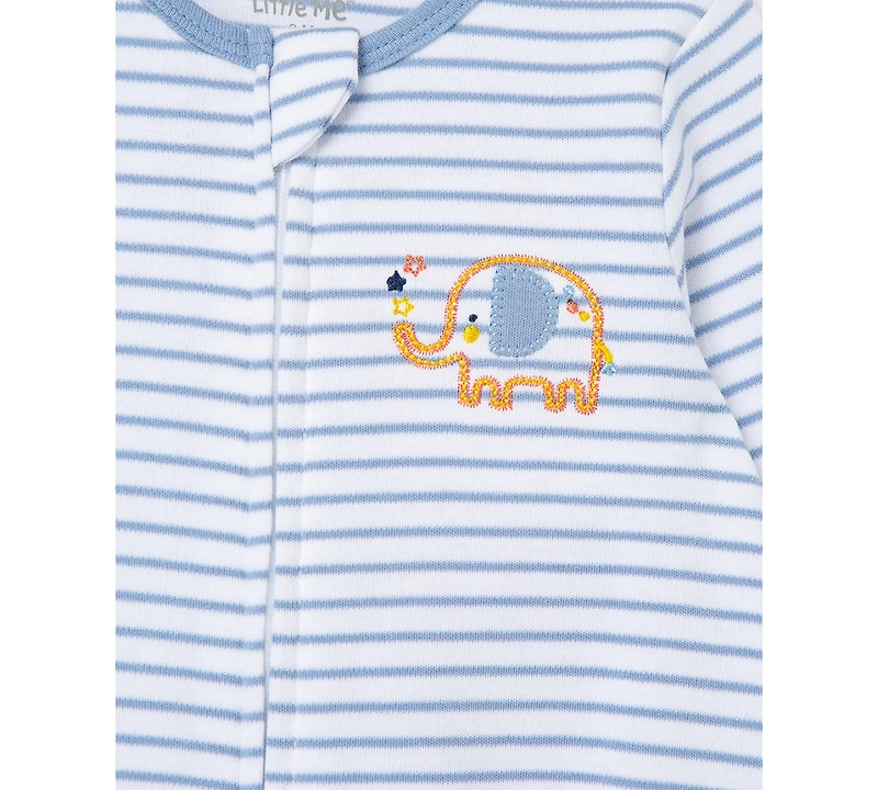 Little Me Baby Boys Elephant Coverall with Hat, 2 Piece Set