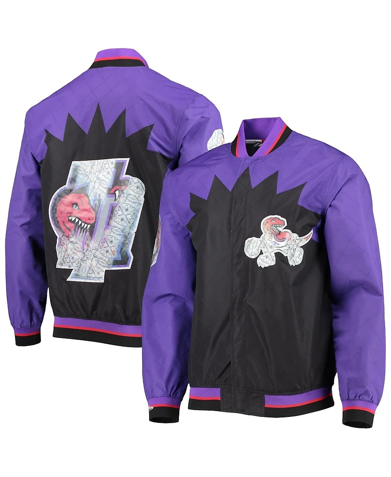 Men's Toronto Raptors Black Mitchell & Ness Hardwood Classics 75th Anniversary Authentic Warmup Full-Snap Jacket