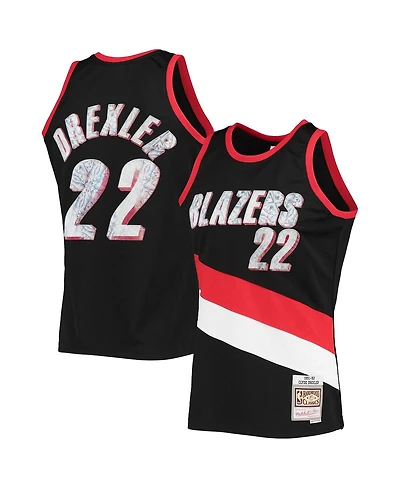 Men's Mitchell & Ness Clyde Drexler Black Portland Trail Blazers 1991-92 Hardwood Classics 75th Anniversary Diamond Swingman Jersey