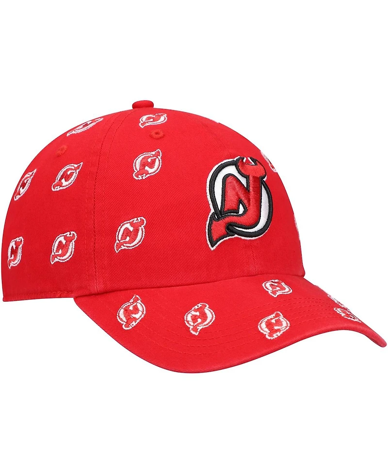 Women's '47 Red New Jersey Devils Confetti Clean Up Logo Adjustable Hat