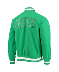 Men's Boston Celtics Kelly Green Mitchell & Ness Hardwood Classics 75th Anniversary Authentic Warmup Full-Snap Jacket