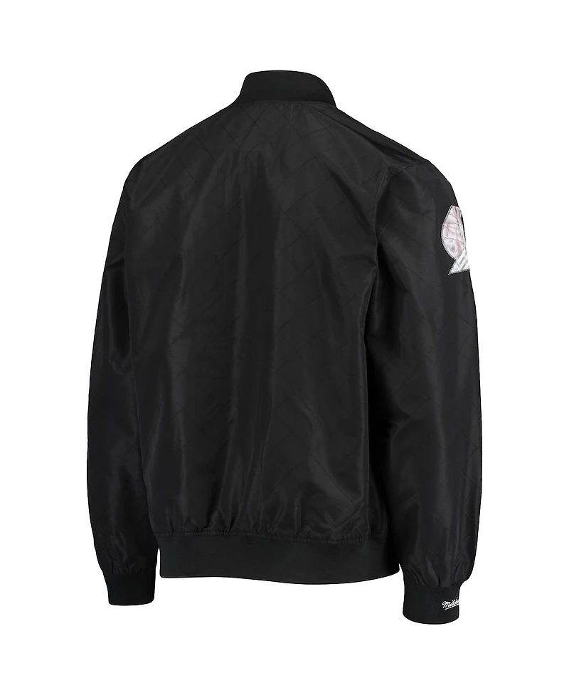 Men's Portland Trail Blazers Black Mitchell & Ness Hardwood Classics 75th Anniversary Authentic Warmup Full-Snap Jacket