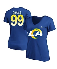 Women's Aaron Donald Royal Los Angeles Rams Super Bowl Lvi Bound Plus Size Name and Number V-Neck T-shirt