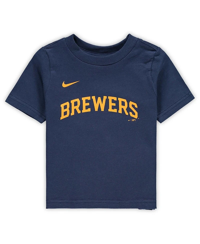 Infant Boys and Girls Christian Yelich Navy Milwaukee Brewers Player Name Number T-shirt